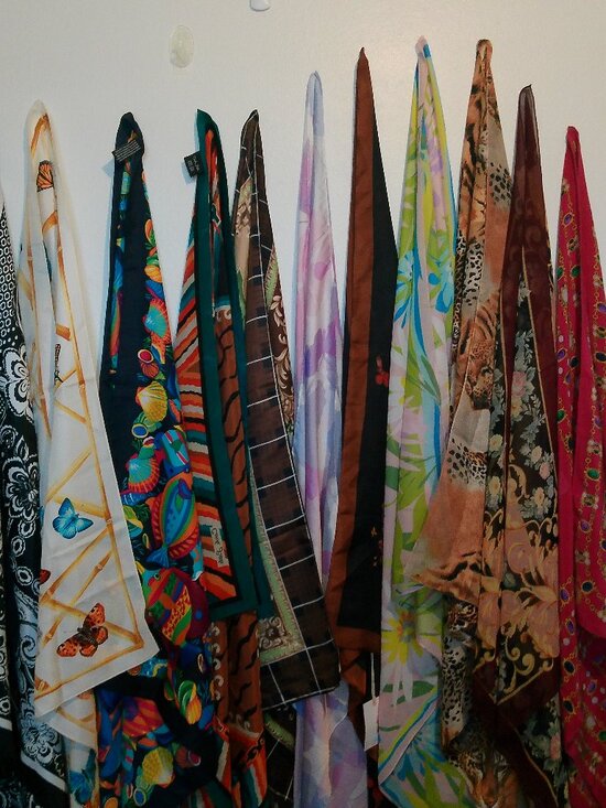 Source Unknown Accessories - Eleven Large Square Silk Like Scarf Bandanna Satin Scarf Wrap Shawl 35"x35"